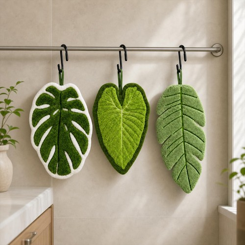 Pack leaf shaped hand towels - 3,