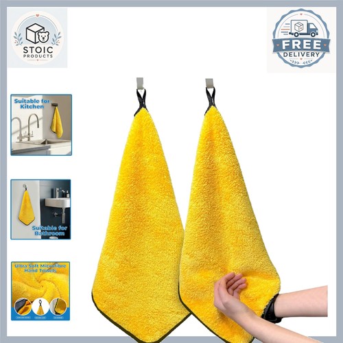 Yellow microfibre hand towels - yellow,